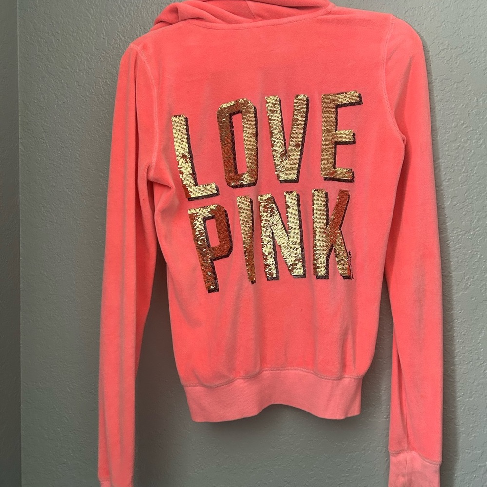 Pink Hoodie with Gold Lettering